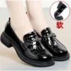 Soft leather single shoe women's 2024 new soft sole comfortable patent leather English style loafers work small leather shoes 1