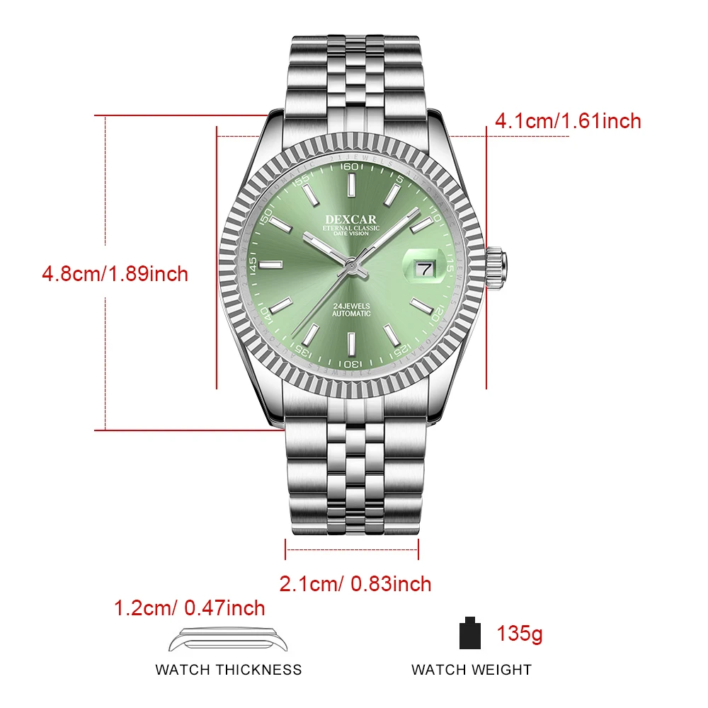 DEXCAR 2024 New Men's Watches Top Luxury Men Mechanical Wristwatches Automatic Watch For Men Stainless Steel Waterproof Sports