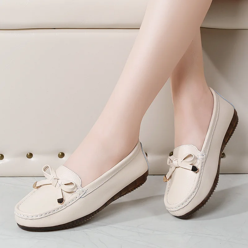 Autumn Fashion Sneakers Women Shoes Women Flats Loafers Round Toe Genuine Leather Women's shoes Flat Casual Walking Shoes