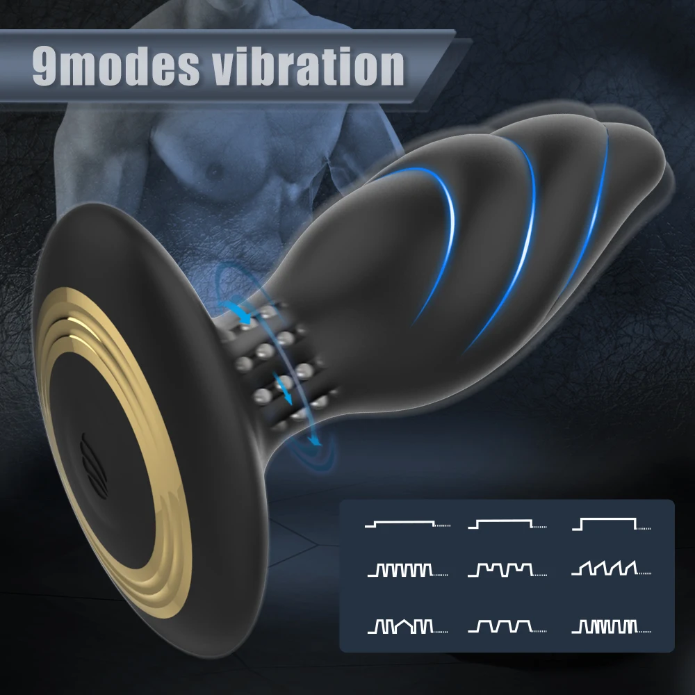 Anal Prostata Massager Rotation Vibrator Vibrationer Perlelegetøj til mandlig onani, bærbar silikone Anal Butt Plug_voghion.com