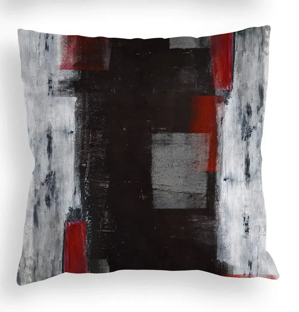 Nordic Red Black Grey Abstract Geometric Linen Pillowcase 60*60 Living Room Sofa Decoration Cushion Cover 40*40 Home Decoration 2
