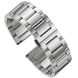 Elegant Stainless Steel Watch Band - Solid Metal Wristband Replacement with Tool - 21mm (All brushed)