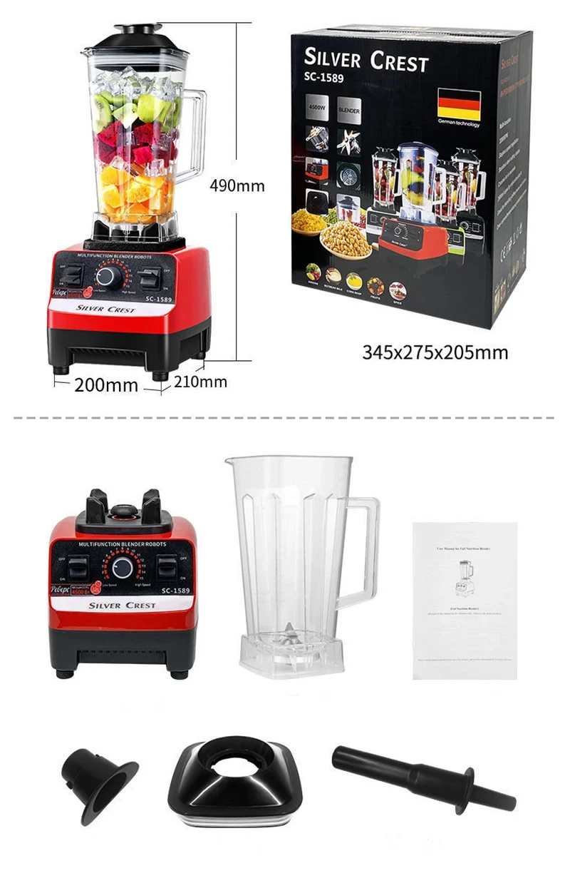 Professional 2L Countertop Blender Multifunctional Mixer Make Shakes And Crush Technology for Smoothies Ice and Frozen Fruit 6