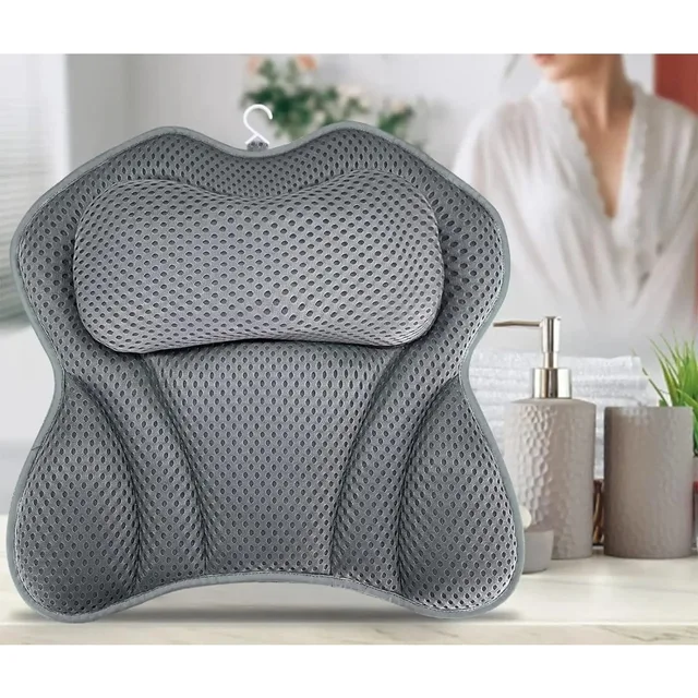 ใหม่สําหรับคอและหลังสนับสนุนBreathable 3Dตาข่ายอ่างอาบน้ําสปาHead Restห้องน้ําSupplyหมอนอาบน้ําลื่นพร้อมถ้วยดูด 1