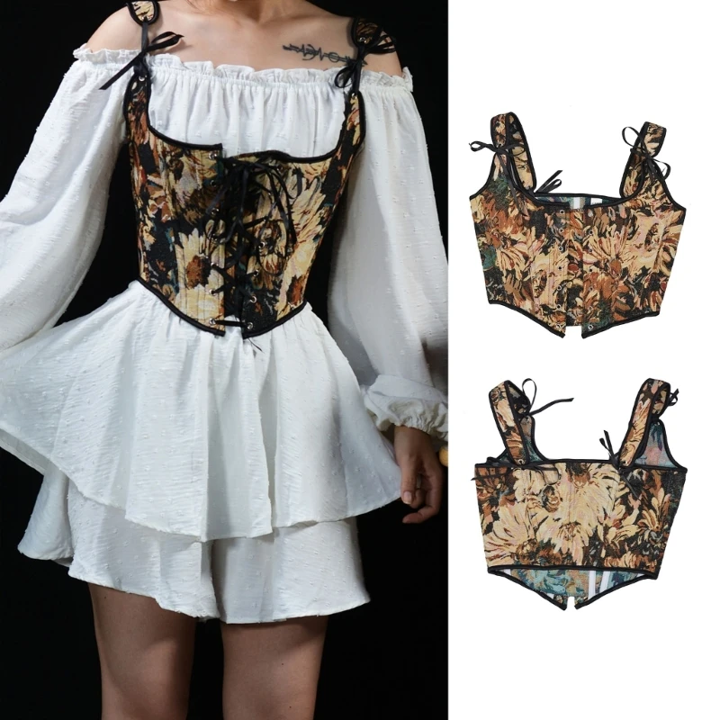 

Push Up Corset Vest Top Women Body Shaper Tops Jacquard Bustier Waist Cincher Shapewear Top for Girls