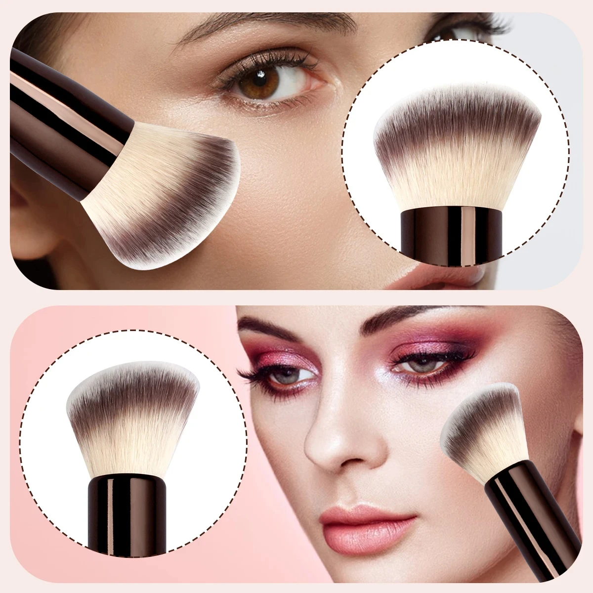 Doppelseitiger Make-up-pinsel Für Foundation Creme Und Puder_voghion.com