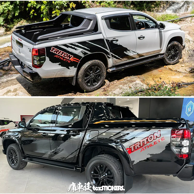 

New car sticker FOR Mitsubishi triton body left and right side decoration custom sports off-road Vinyl Film
