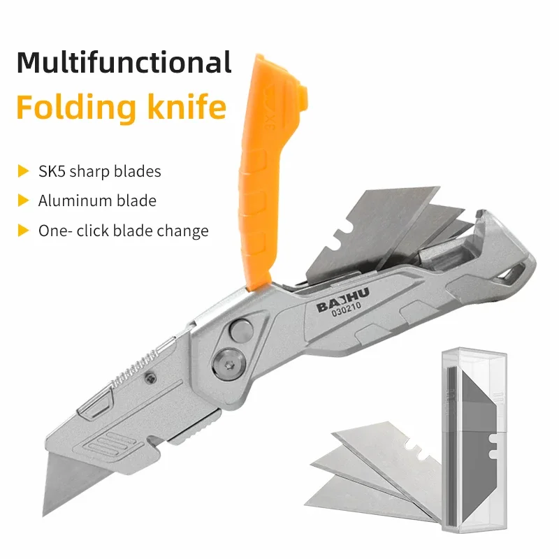 Multifunctional Utility Knife Retractable Sharp Cut Heavy Duty Steel Break 18mm Blade Paper Cut Electrician Professional utility knife paper cutting knife cutting knife paper cutter art knife box opener
