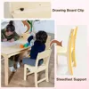 Kids Art Table and Chair Set, Birch Wooden Activity Craft Table, Kids Drawing Table, Toddler Desk with Storage and 1 Chair 4