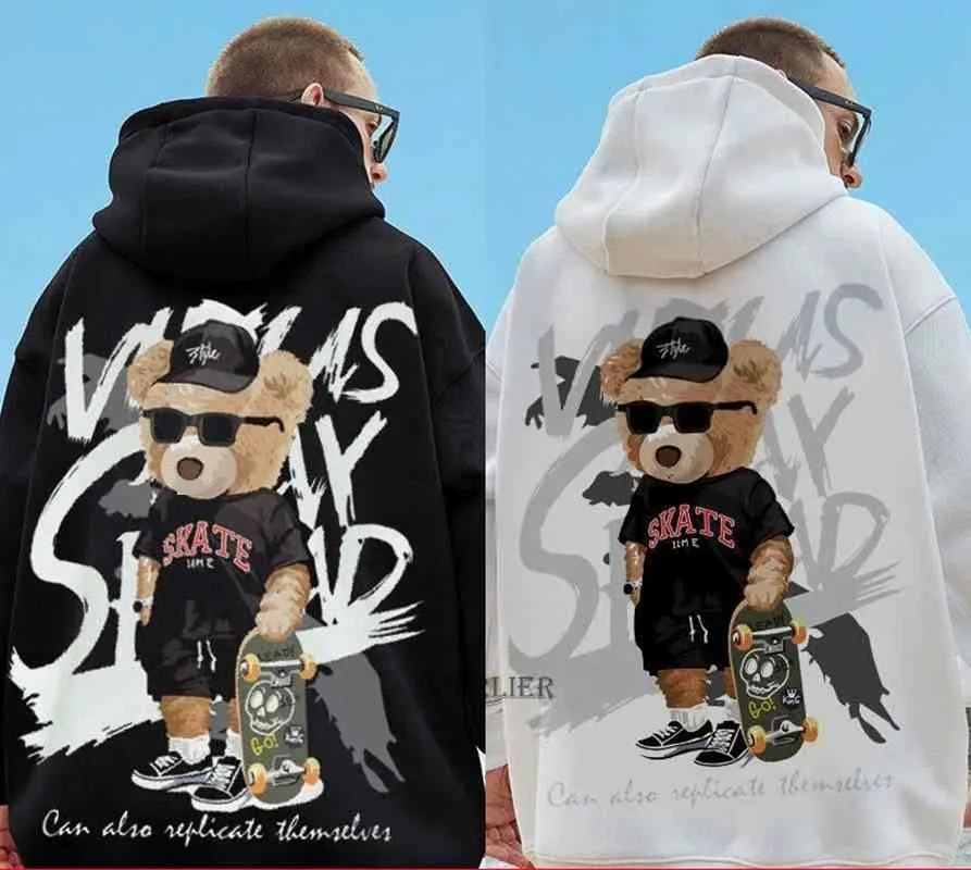 

autumn winter spring men fleece sweatshirt hooded hoodies plus size 5XL cartoon funny cute sports coat high streetwear