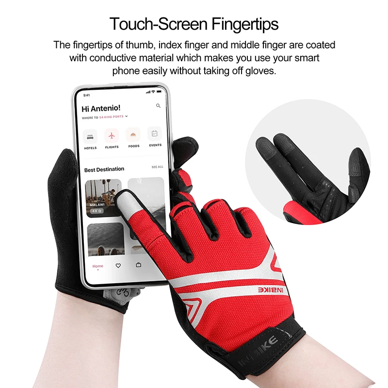 INBIKE Cycling Gloves for Men/Women Durable Bike Gloves with Touchscreen-Padded Anti-Slip MTB Bicycle for Cycling/Outdoor