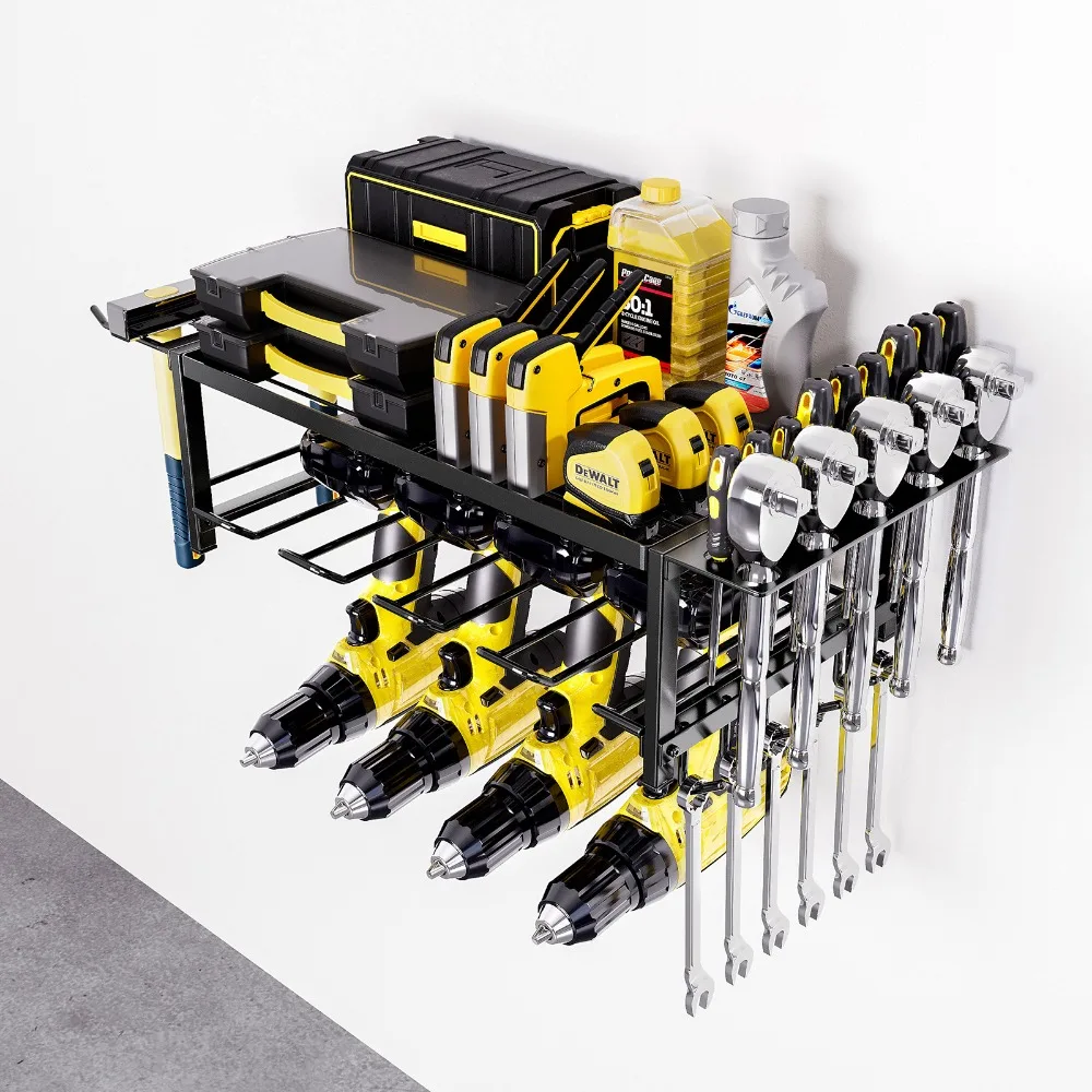 Power Tool Organizer Wall Mount Rig Storage Rack 2/4 Layer Versatile Electric Tool Holder Garage Workshop Screwdriver Bracket