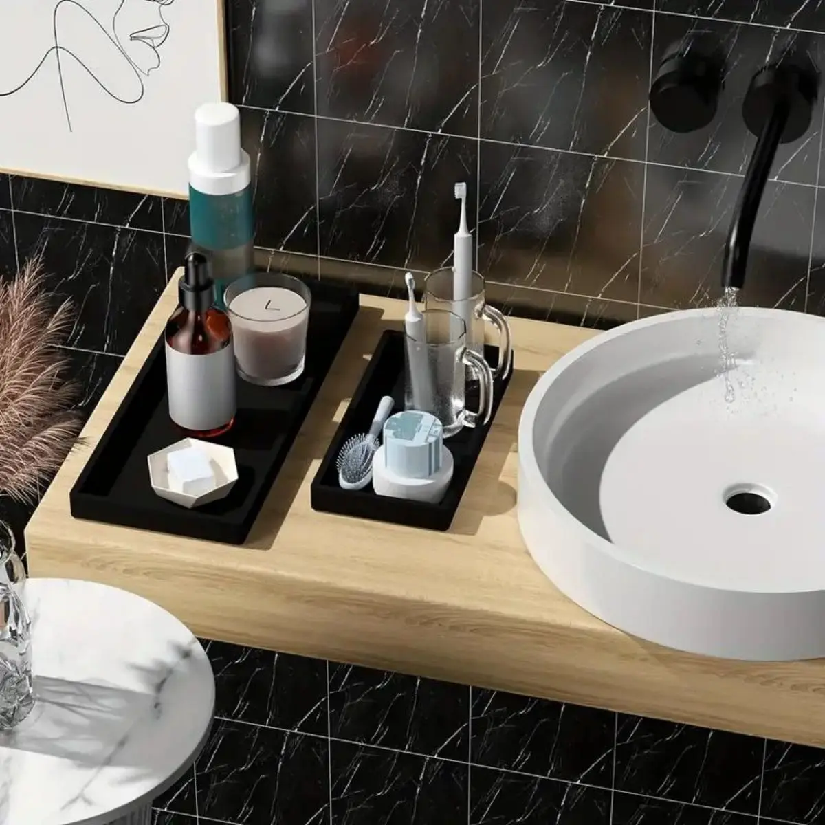 Vassoio da scrivania multiuso in silicone, vassoio portaoggetti da bagno/ufficio per cancelleria, cosmetici, piccoli accessori, organizer - immagine 5