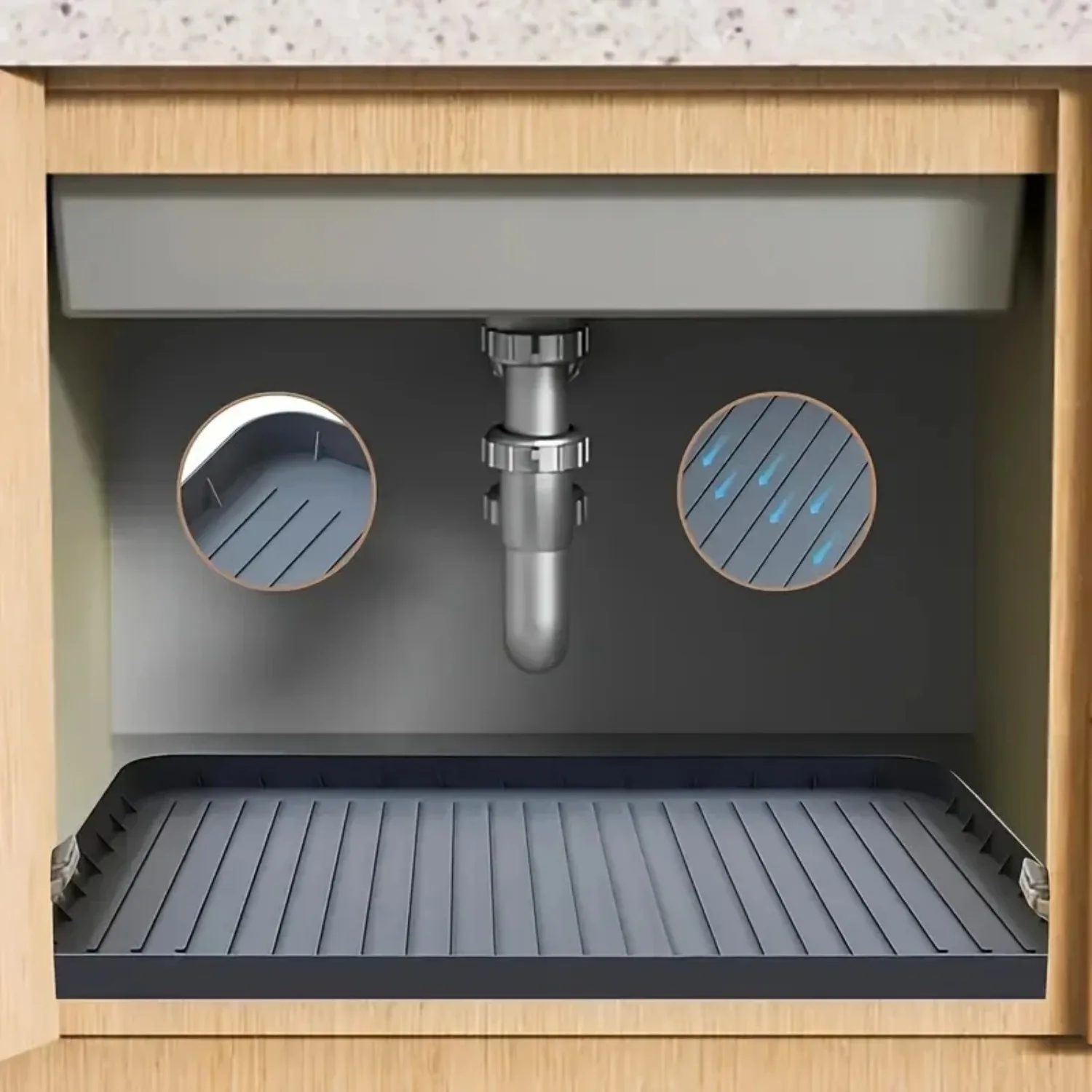 Durable Under-Sink Mat Waterproof Drip Tray Liner For Kitchen & Bathroom Cabinets Easy-Clean Storage Solution kitchen tray water tray
