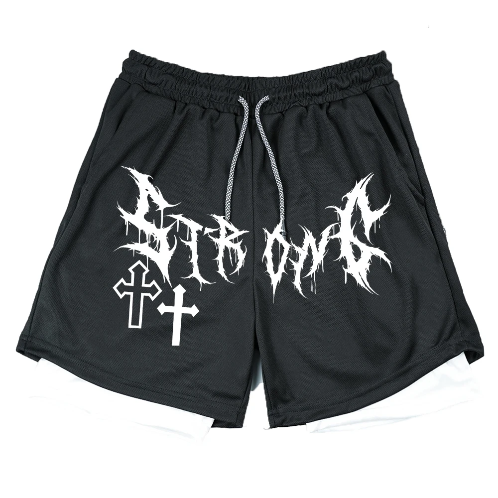 Men's High Street Shorts 2-in-1 Compression Double Layer Shorts Daily Fashion Beach Breathable Fitness Outdoor Sport Short Pants 2