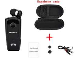 Wireless Retractable Mini Bluetooth Headset with Vibration Alert and Wearable Clip (Black and Earbag)