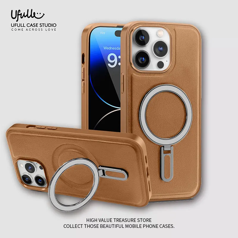 

Luxury Magnetic Leather Grain Stand Case For iphone 14 12 13 11 Pro Max Samsung S23Ultra Plus With Holder Shell Shockproof Cover