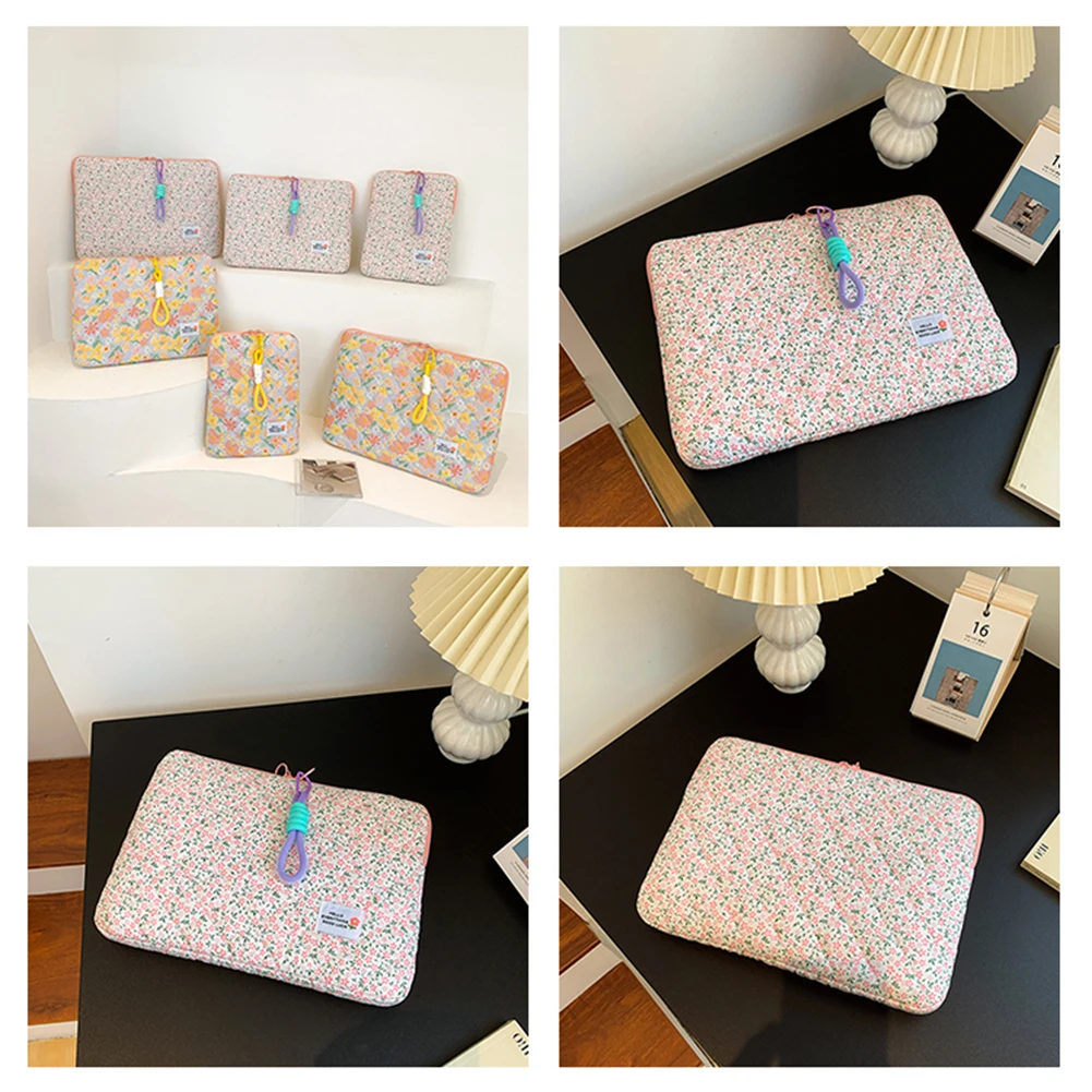 11/13/15 In Tablet Sleeve Case Shockproof Floral Laptop Protective Bag Quilted Soft Document Bag for School Work Business