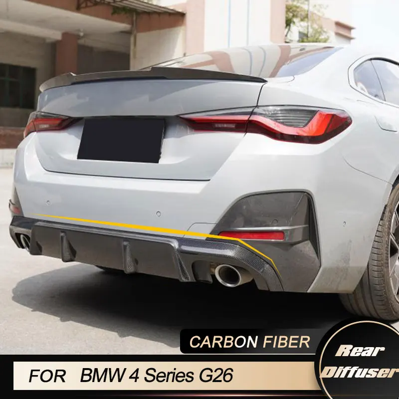 

Автомобильный задний бампер, диффузор, спойлер для BMW 4 серии G26 M Sport 4 двери 2021-2023, задний диффузор, протектор губ из углеродного волокна