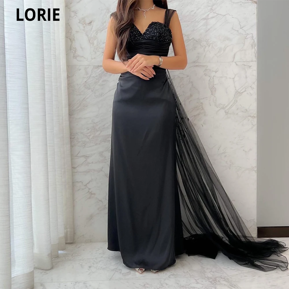 

LORIE Sparkly Beading Evening Dresses 2023 Sweetheart Satin Prom Gown Pleats Backless Floor Length Party Dresses Robes De Soirée