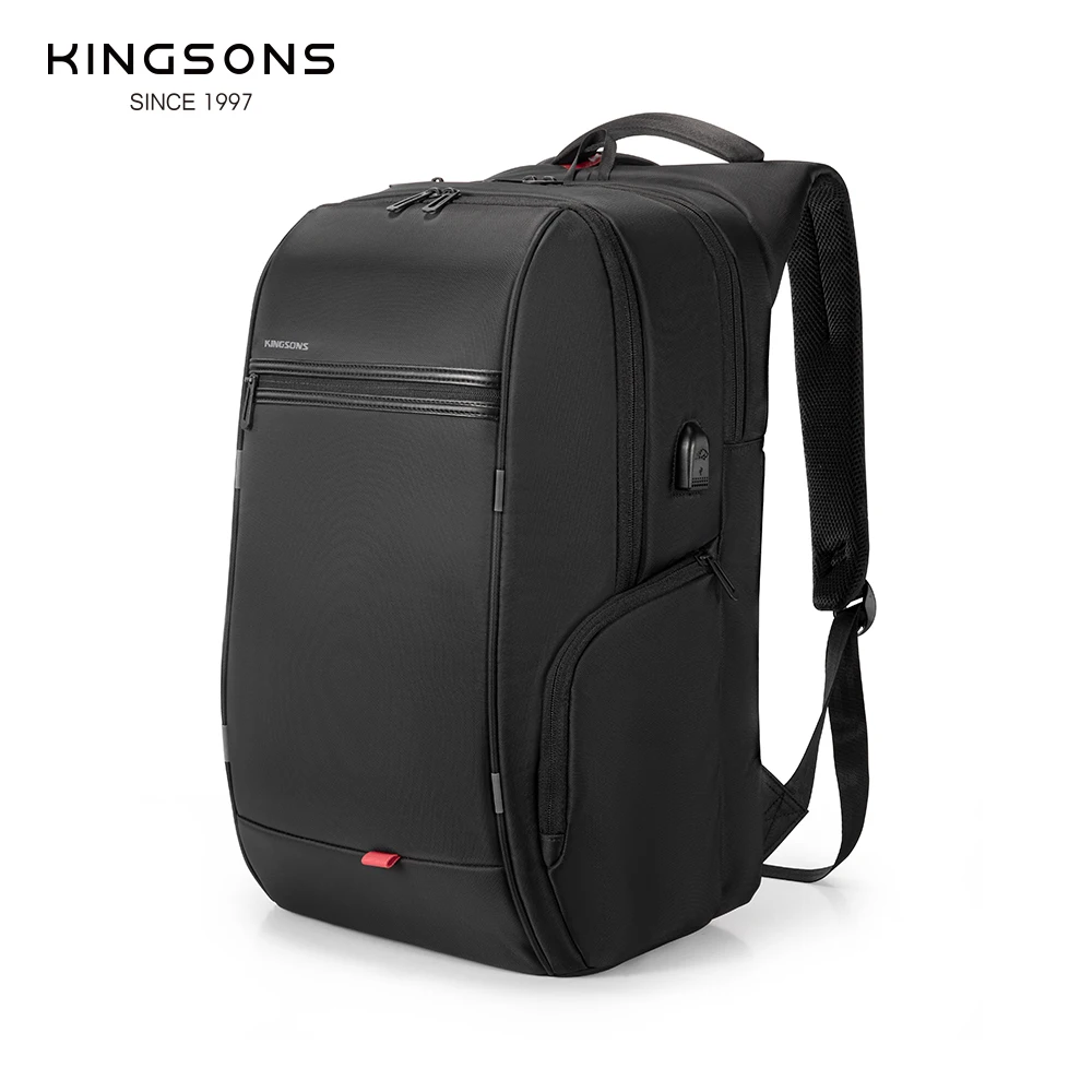 kingsons-男性用盗難防止バックパック防水ショルダーバッグ外部usb充電多層バックパックラップトップバッグ15インチ