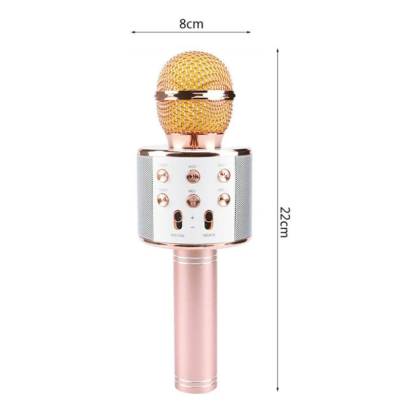 WS858 Professional Bluetooth Wireless Microphone USB Handheld Karaoke Home KTV Mic Speaker For Music Player Singing Recorder