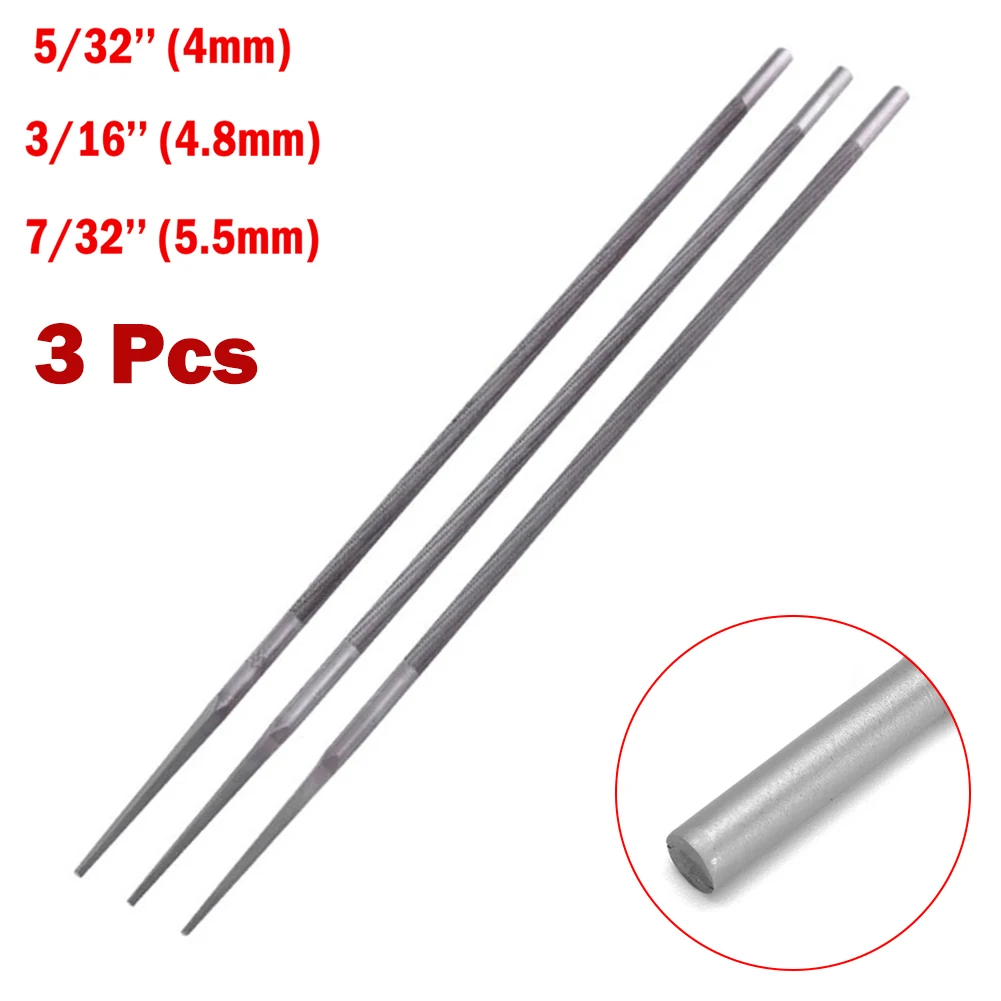 Steel Chainsaw Round Files Sharpening for Chainsaw Chains Grinding Tool Woodworking Hand Tools 4.0mm/4.8mm/5.5mm 3pcs woodworking tools,chainsaw file,chainsaw sharpening kit,steel files,hand file tools
