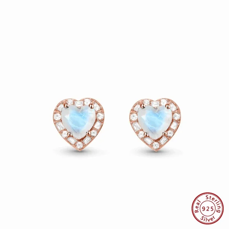 

Роскошные серьги из стерлингового серебра S925 с великолепным лунным камнем и блестящим цирконием в форме сердца