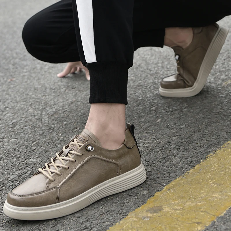 Spring Men's Genuine leather shoes High Quality Black Soft Sole  Flat Casual Shoes Outdoor Oxford Shoes mens Sports Shoes men 4