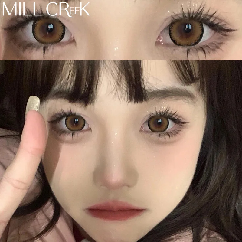 Two Piece Color Contact Lens Companion Box with Eye Contact Lens For eyes Large Diameter Eye Lens Student Anime Annual Natural