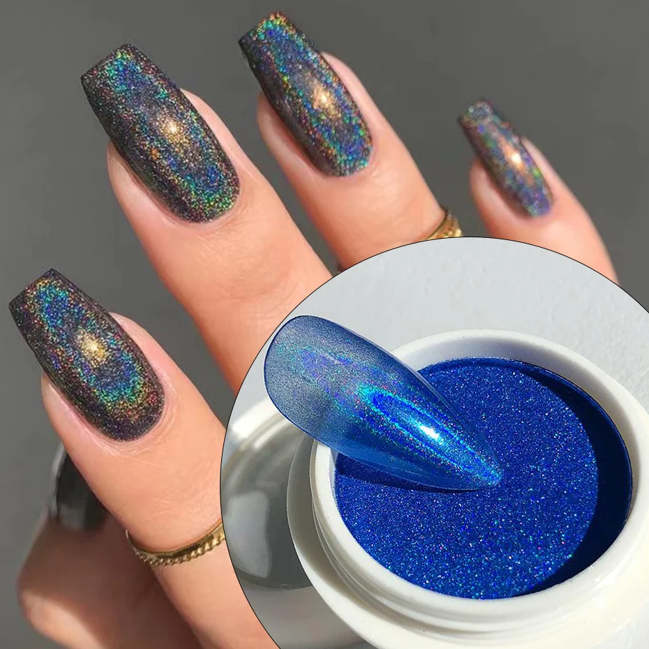 Nail Powder Nail Glitter Nail Pigment Nail Decoration Nail Decorations Holographic Nail Powder Laser Glitter Chrome Pigment Rubbing Dust Mirror Design Nail Polish Decor Charm Nails Accessories Flash