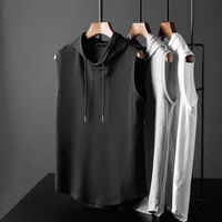 2025 flambant neuf hommes débardeurs gilet sans manches t-shirts pour homme à capuche homme gilets hauts Hip Hop hommes débardeur à capuche t-shirt hommes 1
