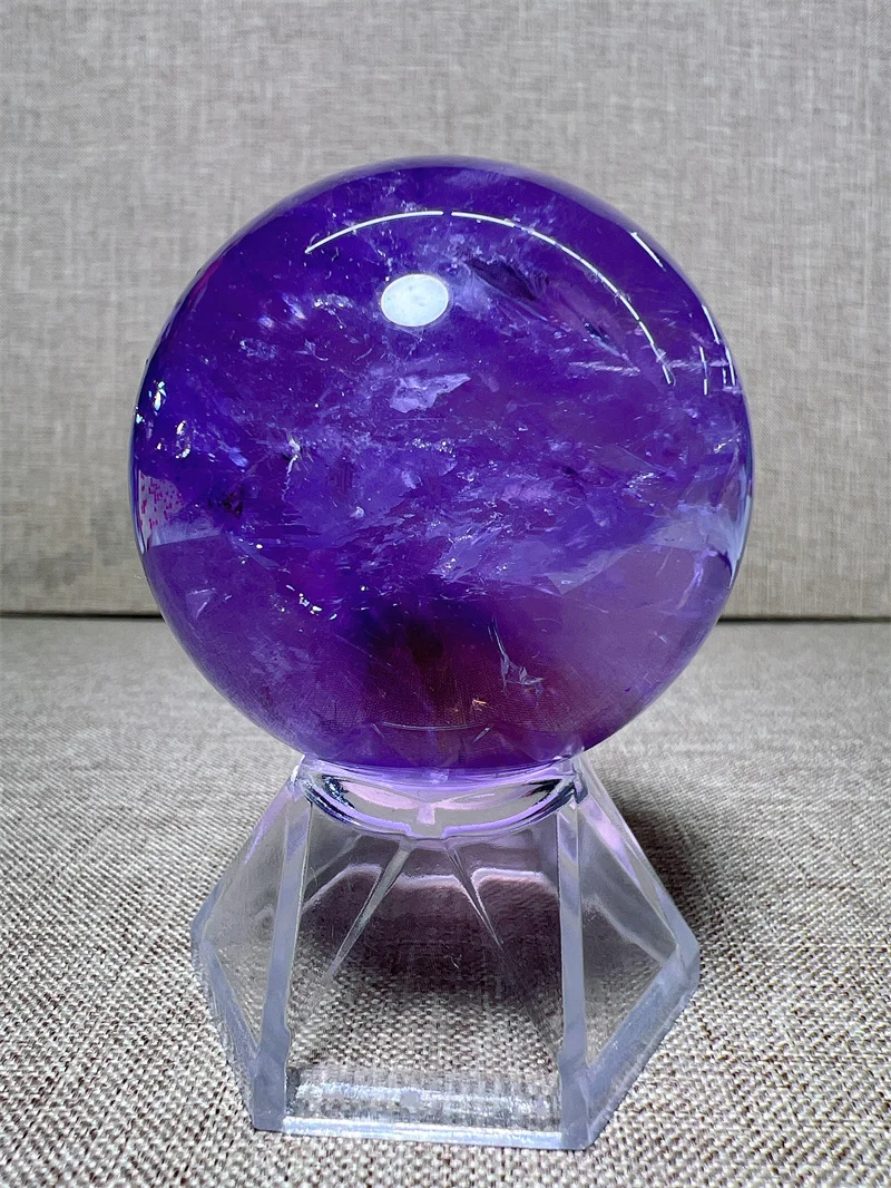 

Natural Amethyst Sphere With Rain Bow Reiki Healing Stone Home Decoration Exquisite Gift Souvenir Gift
