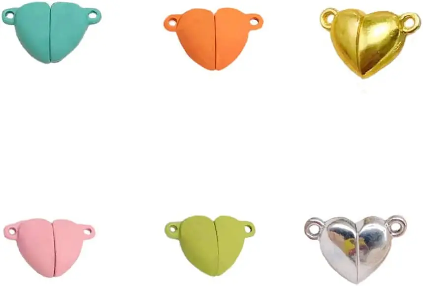 

30pcs Mixed Color Heart-Shaped Magnetic Clasp, Jewelry Magnetic Bead Buckle Converter For DIY Fashion Bracelet Necklace Making