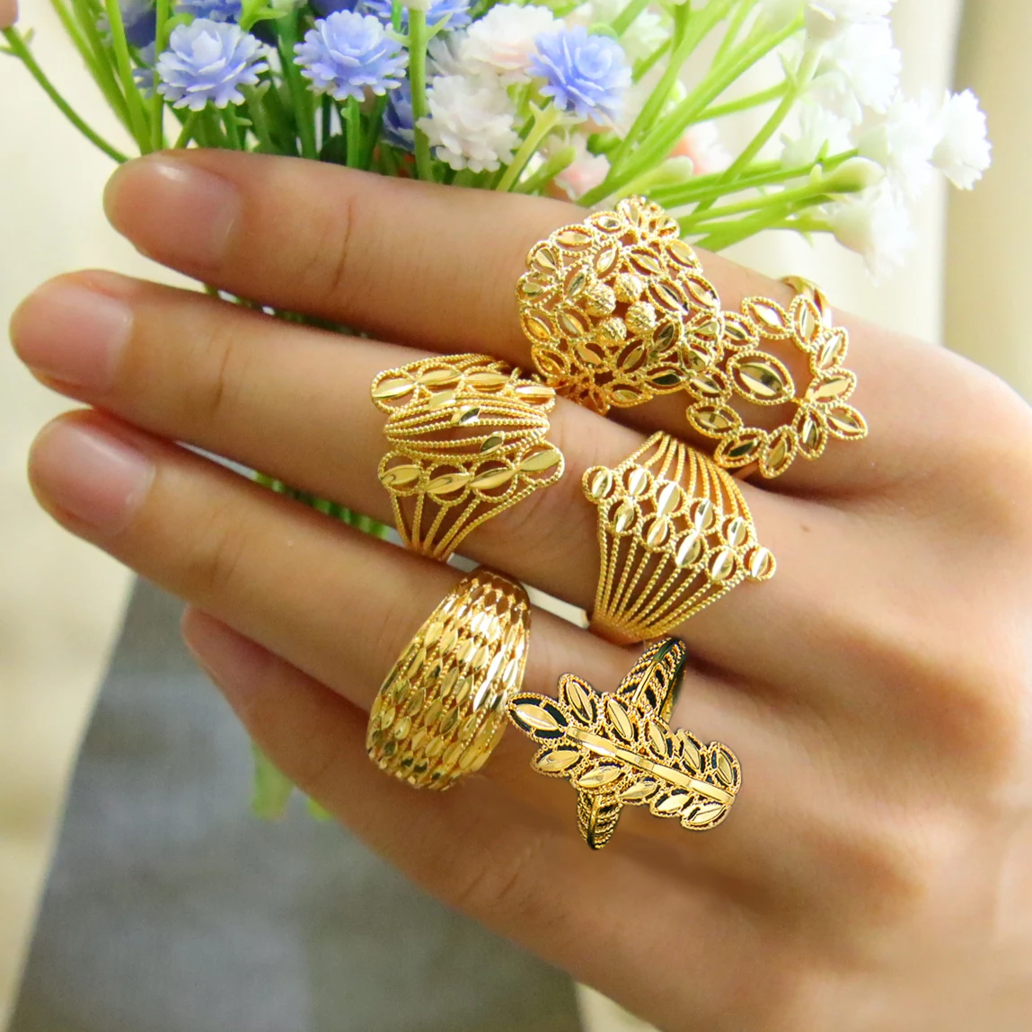 22k Gold Ring Beautiful Enameled Stone Studded Ladies Jewelry Select Size  Ring50 | eBay