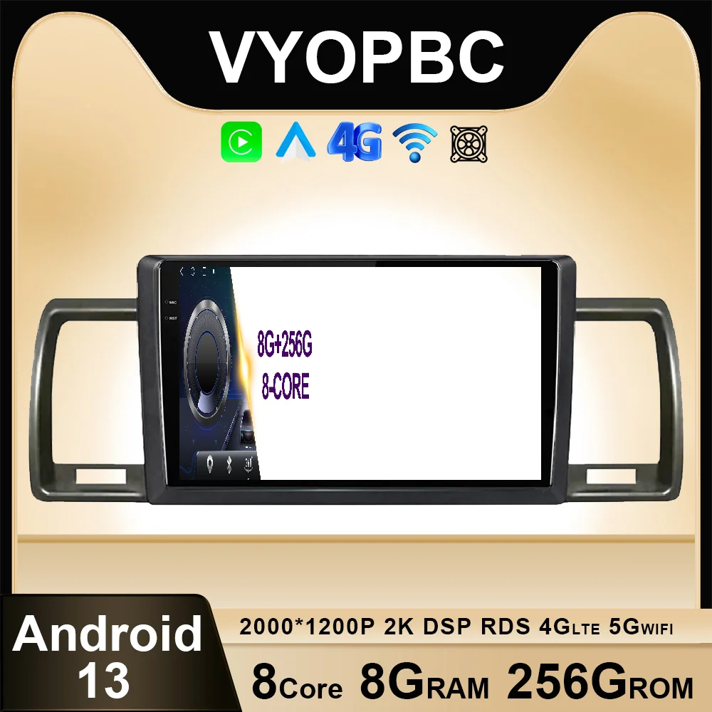 

Автомобильный радиоприемник 10,1 дюймов Android 13 для Toyota Hiace GL 2014-2019, BT, мультимедийная автомагнитола, навигация GPS, QLED, AHD видео, 4G, LTE, RDS