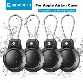 Airtag Holder for Apple Airtag Case with Wire Cable Waterproof Airtags Keychain Protective Cover for Luggage Backpack Key Pet