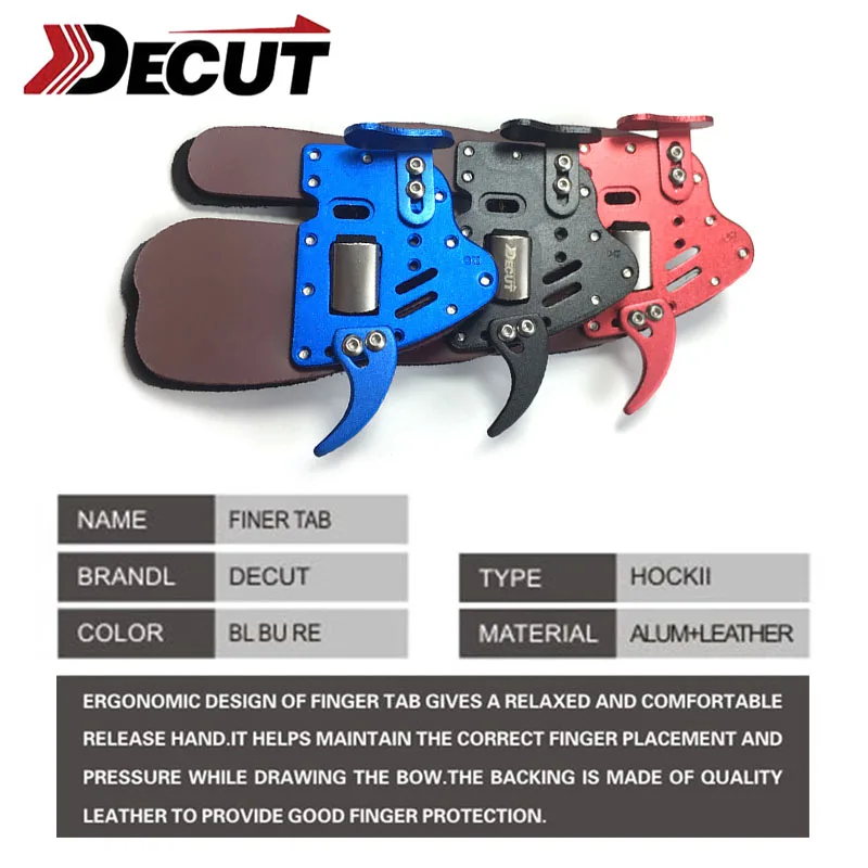 Decut HOCKII Finger Tab Guard Aluminum+ Leather Archery Finger Protector Right Hand/Left Hand Hunting Shooting Accessorie 6