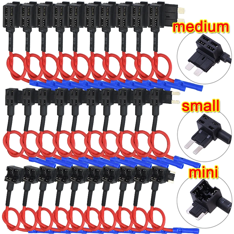 12V 24V Car Fuse Blades Holder Circuit Adapter Protector Splitter ATM APM Tap Micro Connector Truck Automobile Accessories