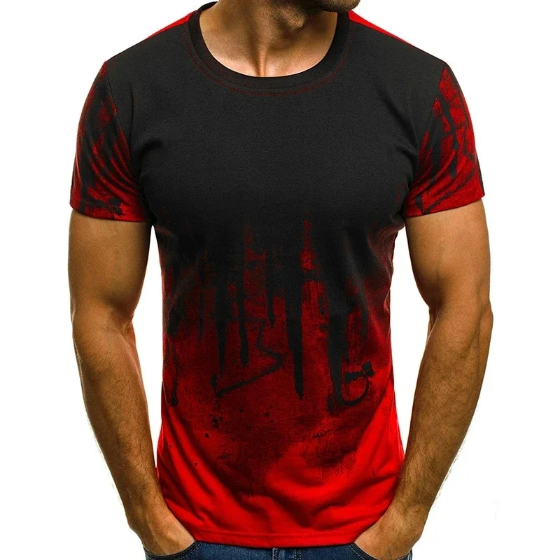 Summer Male Hiphop Streetwear Gradient T Shirt