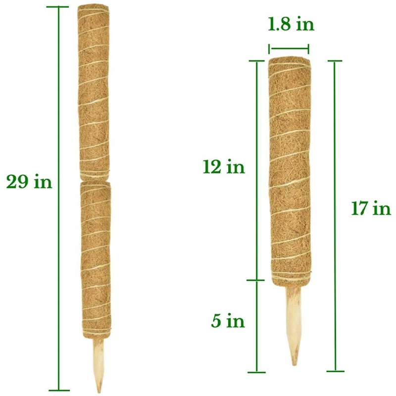 4PCS-17-Inch-Coco-Coir-Totem-Poles-Supports-Indoor-Plants-To-Grow-Up-Uses-Moss-Pole.jpg 4Db 17 Hüvelykes Coco Coir Totem Pólusok Támogatása Beltéri Növények, Hogy Felnövekedjenek A Mohás Pólus Kúszónövény Támogatásához - Image 2
