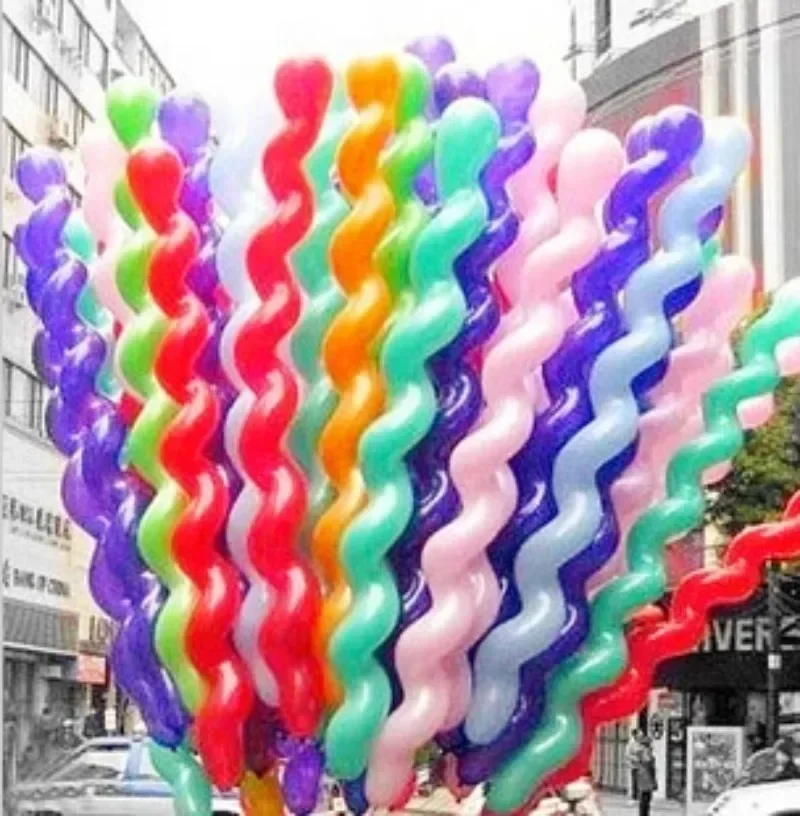 100Pcs Screw Twisted Latex Balloons Large Spiral Long Balloon for Wedding Birthday Party Christmas Home Decoration Supplies Gift