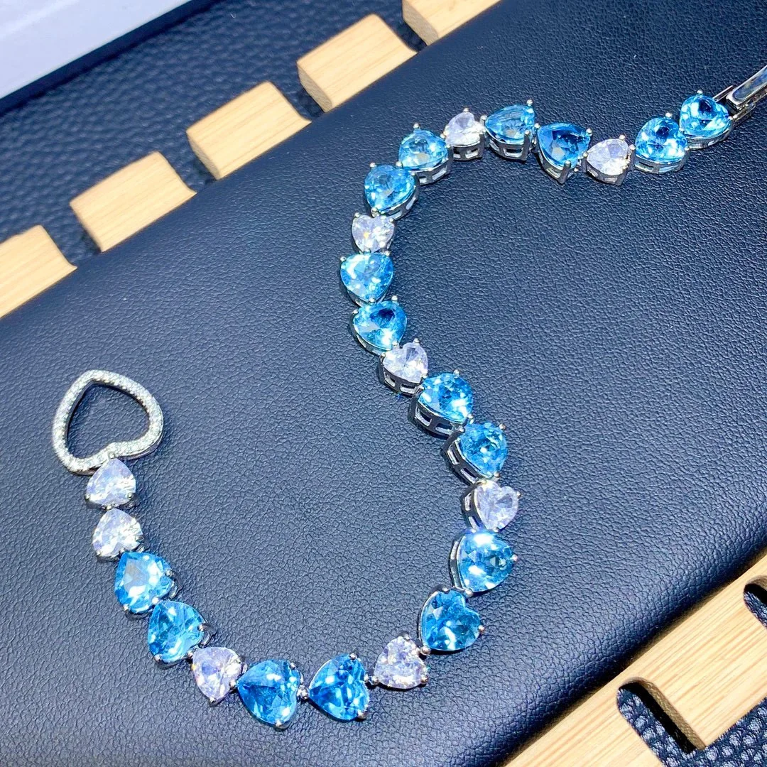 Statement Silver and Blue Topaz Stone Set Bracelet by JB Designs –  Smithsonia