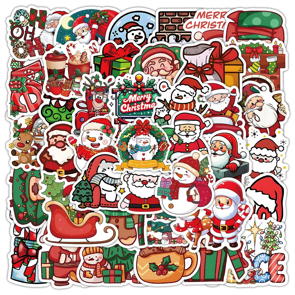 500 Christmas Stickers Roll - 4 Santa Claus Designs For Holiday Decorating