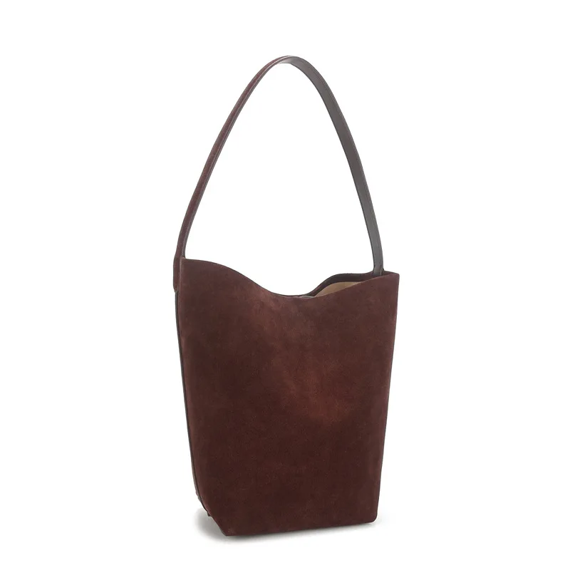thumbnail image 1 of Bolso de mano de gamuza Real para mujer, de gran capacidad bolso de viaje, reversible, de un solo hombro, 1 of 5