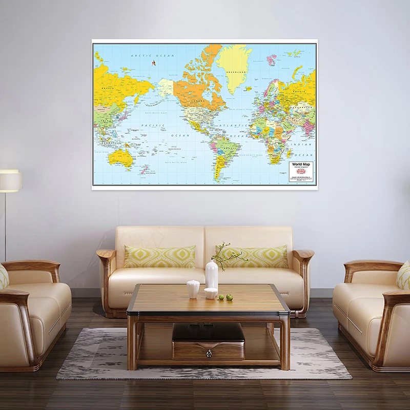 Проекция карты мира Mercator без флага страны для путешествий и поездок 150x225 см