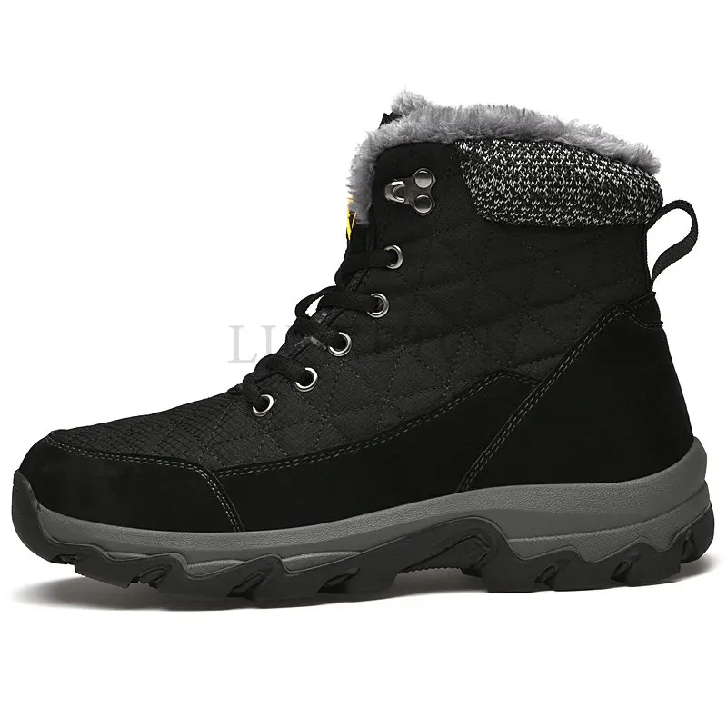 

Winter Snow Boots Men Thick Fur Super Warm With Lace Up Men's Soft Waterproof Ankle Boots Casual Wear-Resistant Men Boots