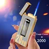 Touch Sensitive Solar Rechargeable Lighter Metal Outdoor Windproof Butane Gas Lighter Turbo Torch Blue Flame Jet Lighters 4
