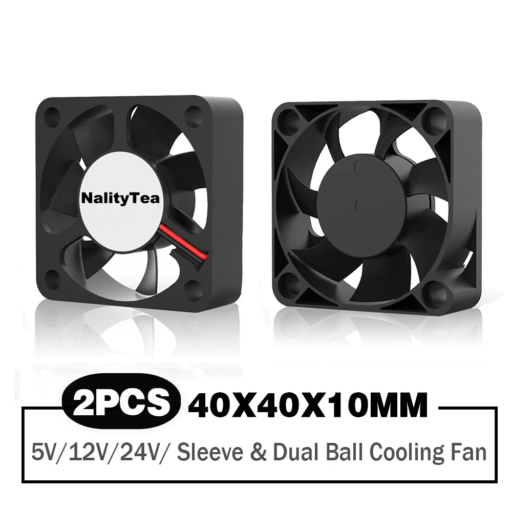 

2 Pieces Dual Ball Bearing 40x40x10mm 40mm 4cm DC Brushless Cooling Fan DC 5V/12V/24V Cooling Cooler Fan for 3D Printer PC