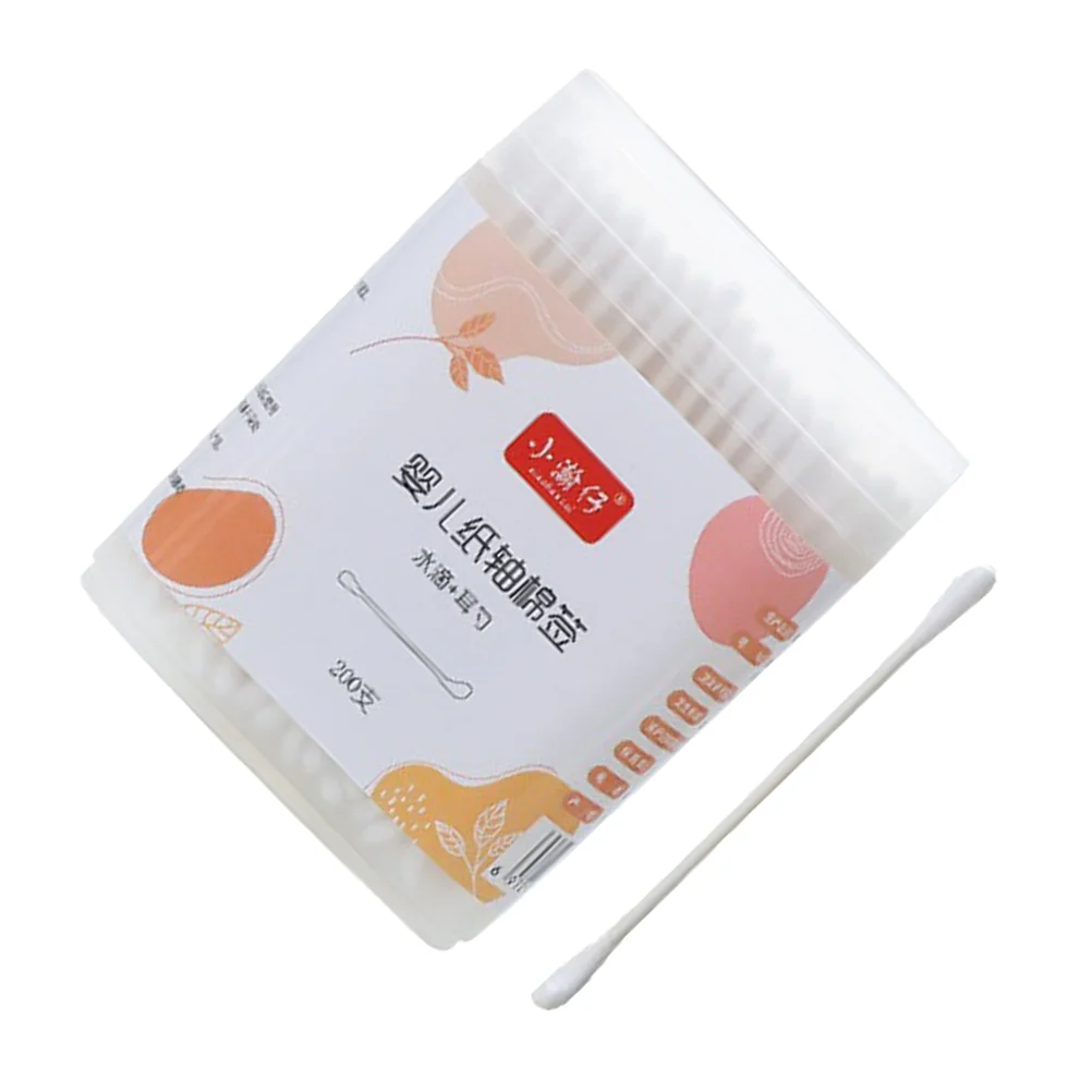 200 Pcs Cotton Swab Stick Baby Ear Cleaning Wax Swabs Disposable Double-headed Absorbent Earwax 4